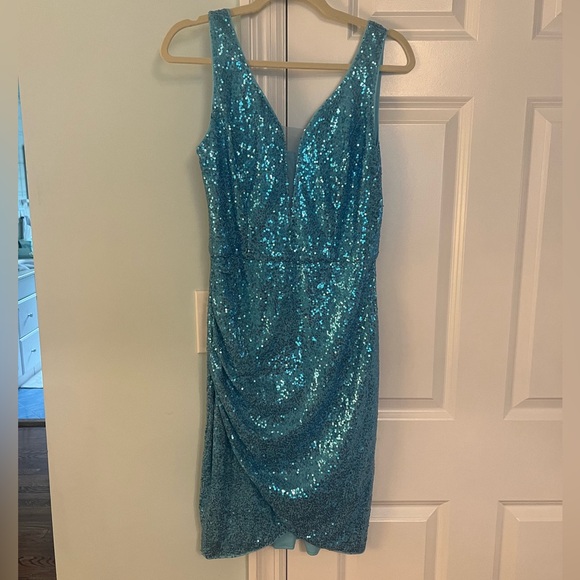 Grace Karin Sky Blue Sequin Dress - Picture 1 of 6